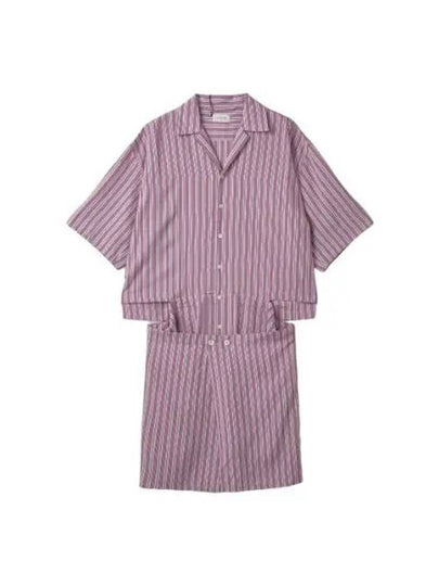 Camp Collar Striped Shirt Short Dress Pink - LEMAIRE - BALAAN 2