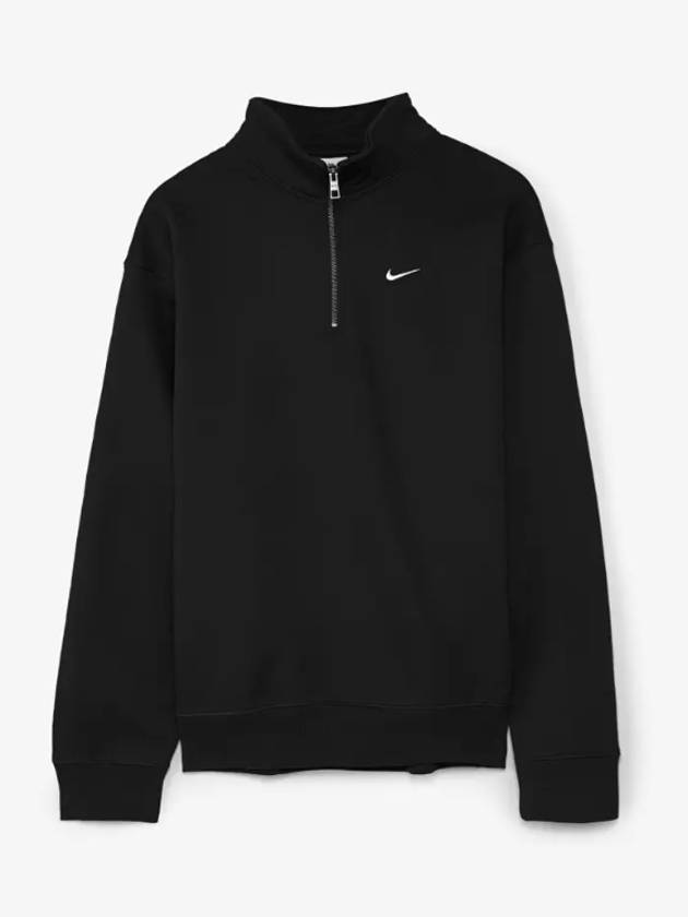 Solo Swoosh Quarter Zip-Up Sweatshirt Black - NIKE - BALAAN 2