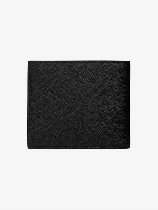 Classic Logo Textured Leather Half Wallet Black - SAINT LAURENT - BALAAN 3