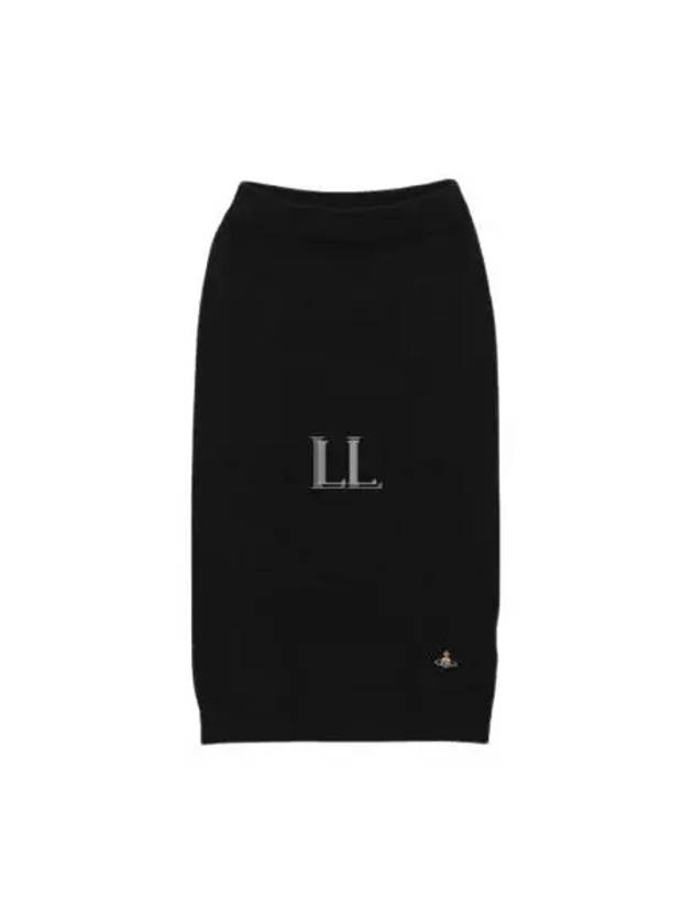 Women's Embroidered Logo Wool Pencil Skirt Black - VIVIENNE WESTWOOD - BALAAN 2