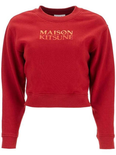 Embroidered Gradient Logo Boxy Sweatshirt Winterberry - MAISON KITSUNE - BALAAN 1