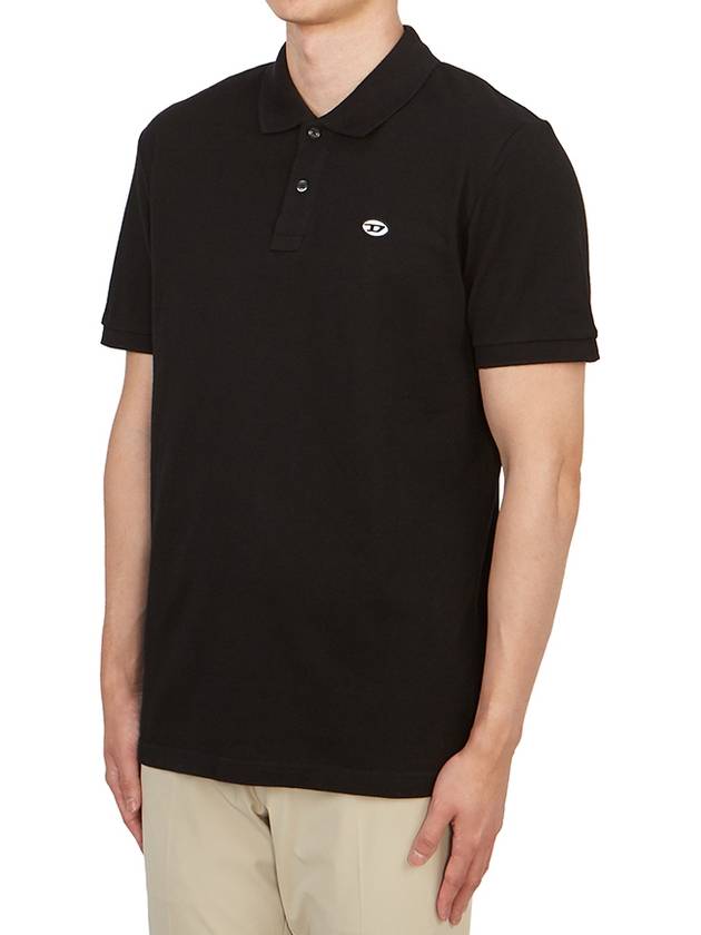 Slim Fit Organic Cotton Polo Shirt Black - DIESEL - BALAAN 5