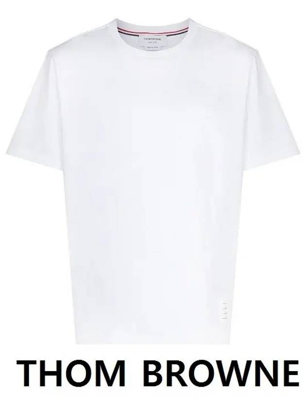 Men's Side Slit Relaxed Short Sleeve T-Shirt White - THOM BROWNE - BALAAN 10