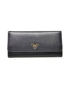 Women s Prada 1MH132 Black Saffiano Triangle Gold Lettering Logo Long Wallet gt Gangbuk used luxury goods - PRADA - BALAAN 2