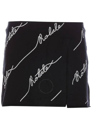 Rotate Ladies Black Sequin Logo Mini Skirt, Brand Size 36 (US Size 2) - ROTATE - BALAAN 1