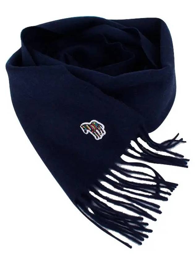 Zebra Logo Patch Wool Muffler Navy - PAUL SMITH - BALAAN.