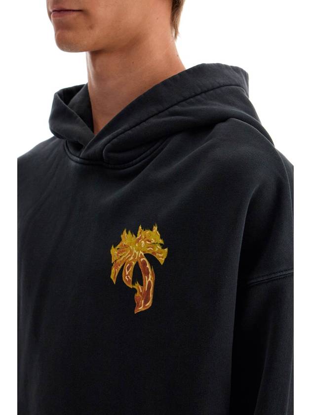 "burning palm oversized hoodie with hood" - PALM ANGELS - BALAAN 4