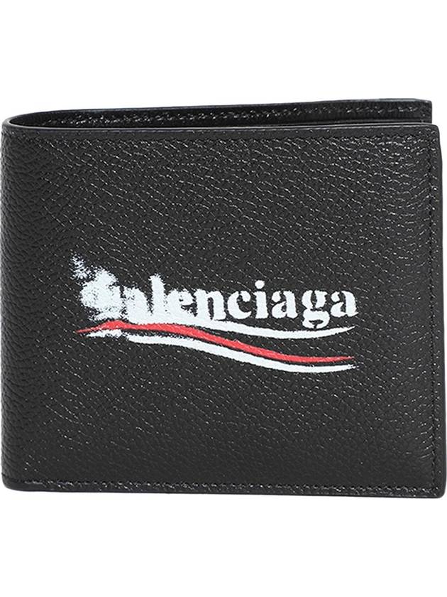 Logo Print Leather Half Wallet Black - BALENCIAGA - BALAAN 2