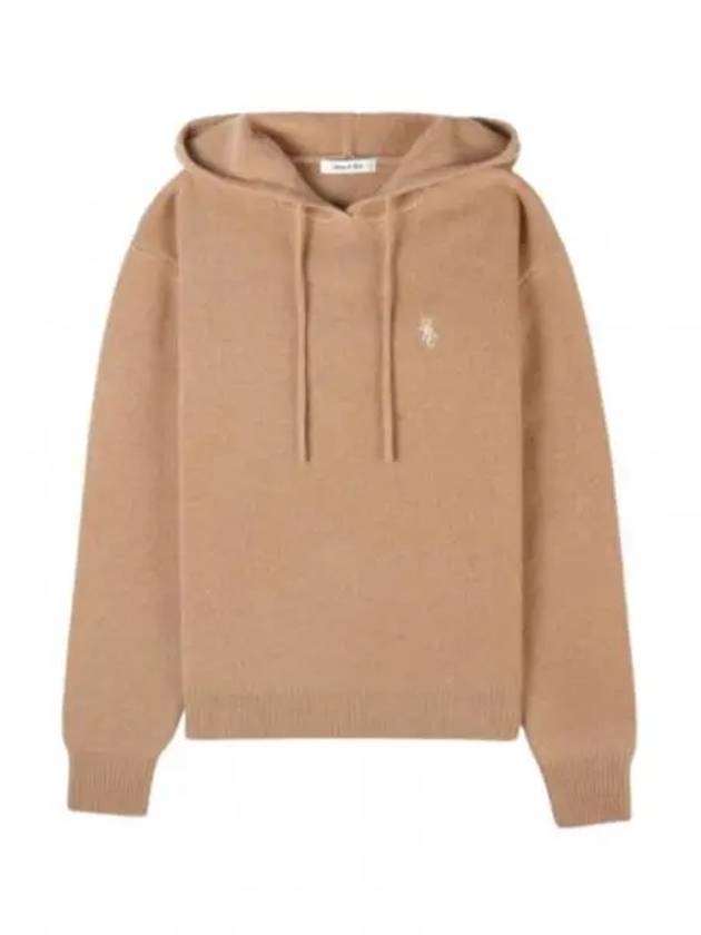 Embroidered Logo Cashmere Hoodie Brown - SPORTY & RICH - BALAAN 2