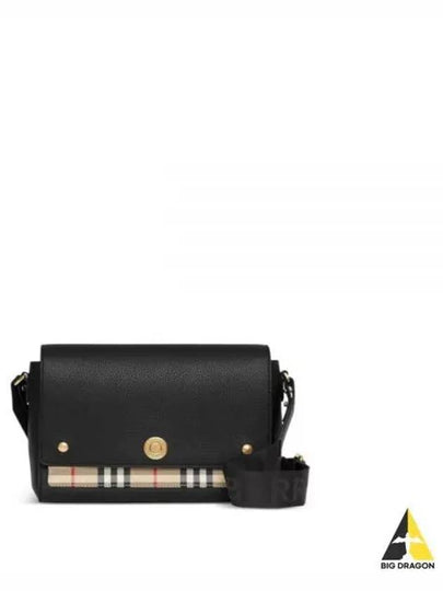 Leather and Vintage Check Note Crossbody Bag Black - BURBERRY - BALAAN 2