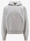 Cassandre Embroidered Monogram Cotton Hoodie Grey - SAINT LAURENT - BALAAN 1