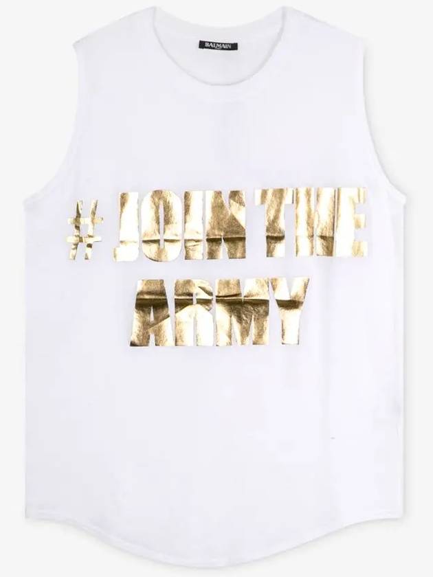 Women's Gold Print White Tank Top 8978 568I C0001 - BALMAIN - BALAAN 2