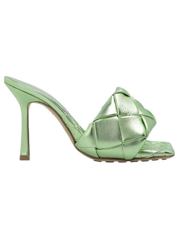 Lido Metallic Sandals Heel Green - BOTTEGA VENETA - BALAAN 1