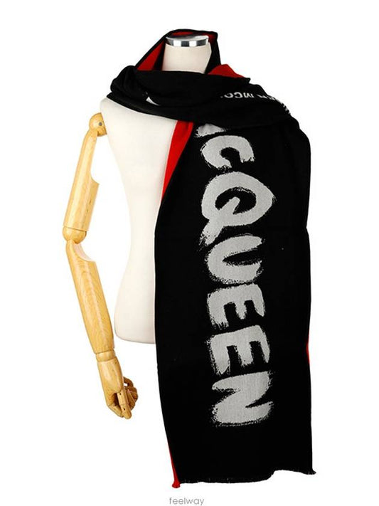 Graffiti Logo Scarf Black - ALEXANDER MCQUEEN - BALAAN 2