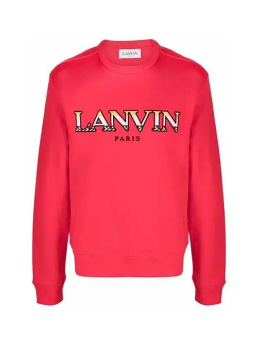 logo embroidered crew neck sweatshirt red - LANVIN - BALAAN.