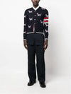 Hector 4 Bar V Neck Wool Cardigan Navy - THOM BROWNE - BALAAN 7