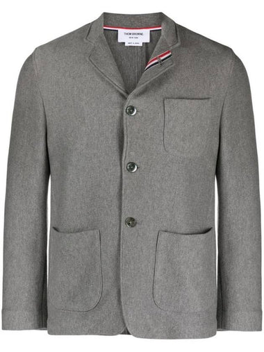 Cotton Blend Blazer Jacket Grey - THOM BROWNE - BALAAN 1