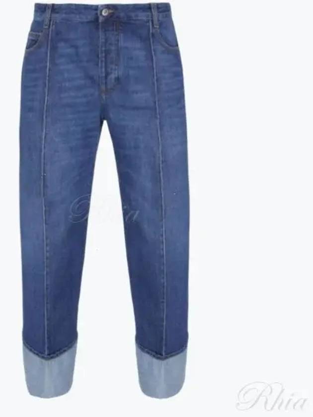 Curved Shape Denim Jeans Mid Blue - BOTTEGA VENETA - BALAAN 2