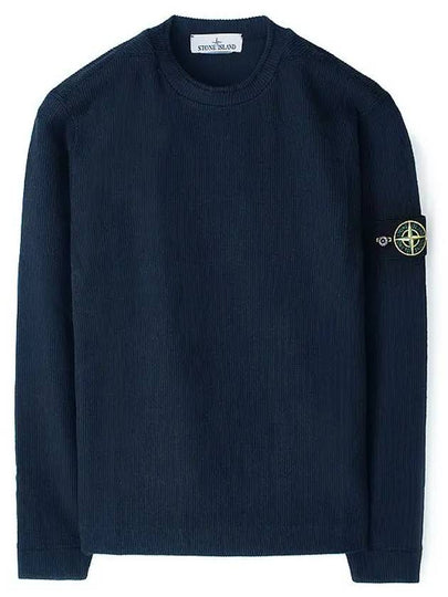 Men's Wappen Patch Crewneck Knit Sweatshirt Navy Blue - STONE ISLAND - BALAAN 2