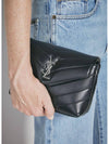 Toy Loulou Strap Shoulder Bag In Quilted Leather Black - SAINT LAURENT - BALAAN 5