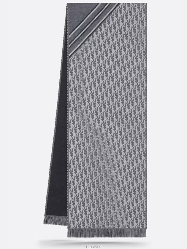 OBLIQUE scarf gray white wool - DIOR - BALAAN 3