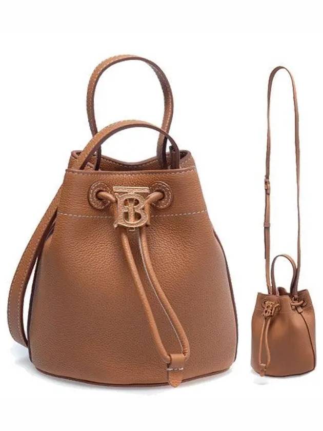 TB Mini Leather Bucket Bag Warm Russet Brown - BURBERRY - BALAAN 2