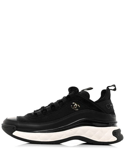 Mixed Fibers Velvet Calfskin Low Top Sneakers Black - CHANEL - BALAAN 2