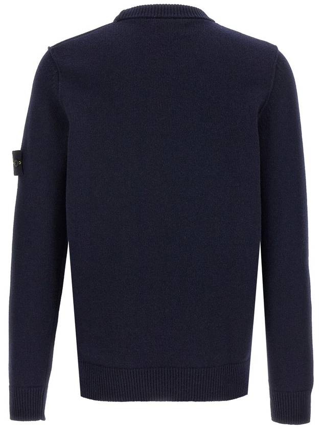 Logo Patch Lambswool Crewneck Knit Top Navy - STONE ISLAND - BALAAN 3