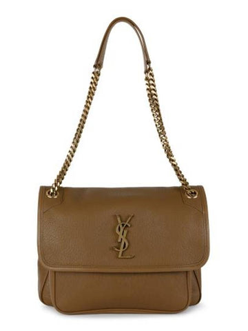 Nikki Medium Chain Shoulder Bag Brown - SAINT LAURENT - BALAAN 1