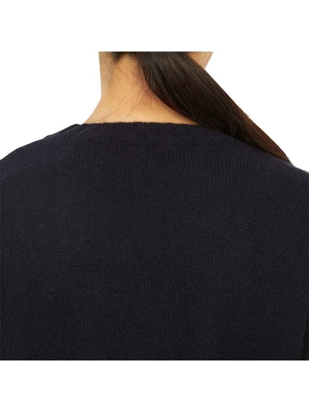 Embroidered Logo Crew Neck Cashmere Knit Top Navy - SPORTY & RICH - BALAAN 8