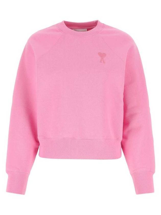 Heart Logo Cotton Sweatshirt Candy Pink - AMI - BALAAN 1