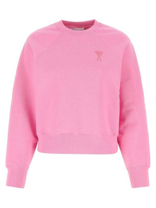 Heart Logo Cotton Sweatshirt Candy Pink - AMI - BALAAN.