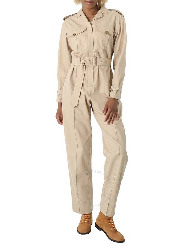 Burberry Soft Fawn Cotton Catalina Straight-Leg Jumpsuit, Brand Size 6 (US Size 4) - BURBERRY - BALAAN 1