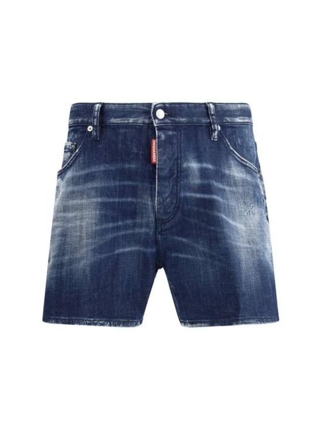 Stretch Cotton Denim Shorts Dark Blue - DSQUARED2 - BALAAN 2