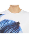 Women's Flower Print Short Sleeve T-Shirt White Blue - ALEXANDER MCQUEEN - BALAAN 7