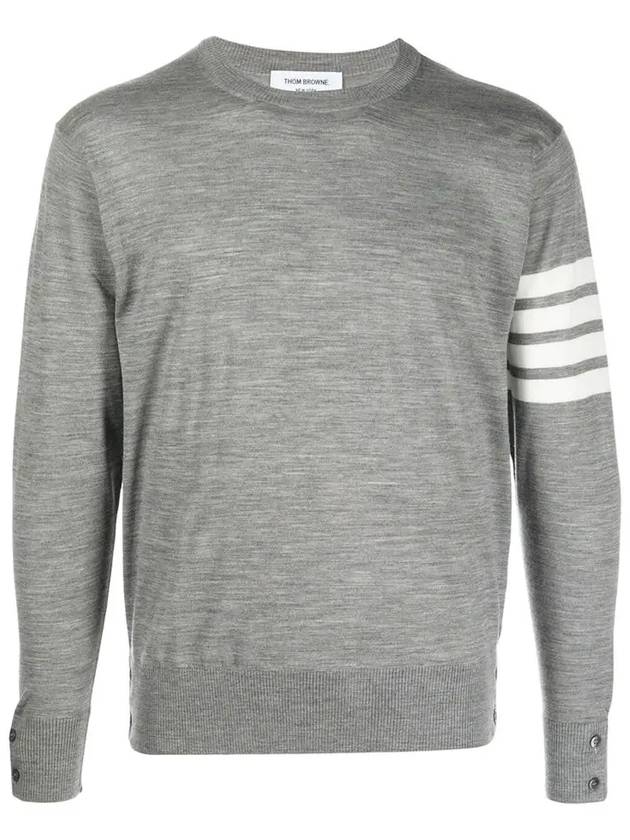 4 Bar Armband Classic Merino Wool Knit Top Light Grey - THOM BROWNE - BALAAN 3