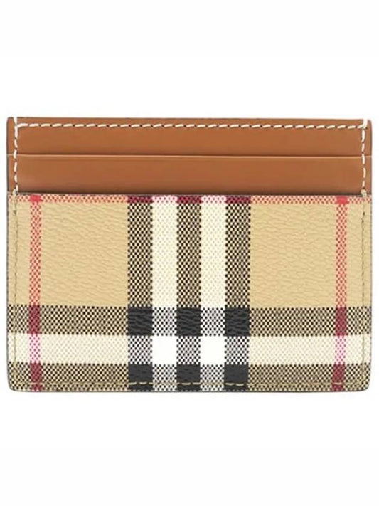 Check Print Leather Card Holder Beige - BURBERRY - BALAAN 2