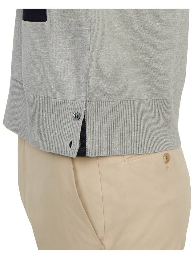 Contrast Trim Knit Cardigan Grey - THOM BROWNE - BALAAN 9