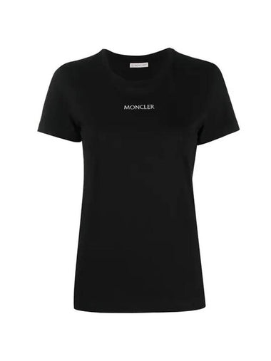 Embroidered Logo Round Short Sleeve T-Shirt Black - MONCLER - BALAAN 1