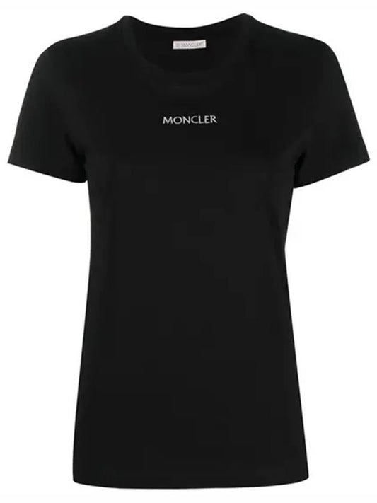 embroidered logo short sleeve t-shirt black - MONCLER - BALAAN.