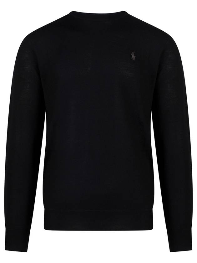 Logo Crew Neck Wool Knit Top Black - POLO RALPH LAUREN - BALAAN 2