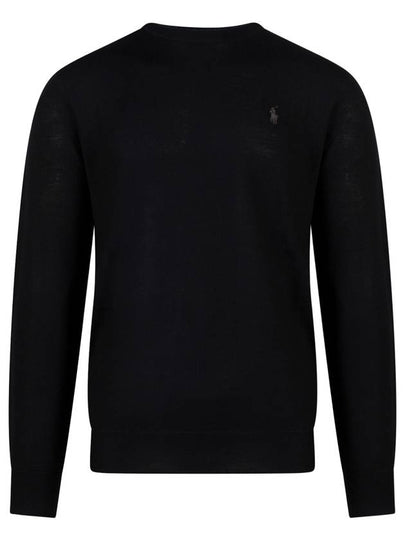 Logo Crew Neck Wool Knit Top Black - POLO RALPH LAUREN - BALAAN 2