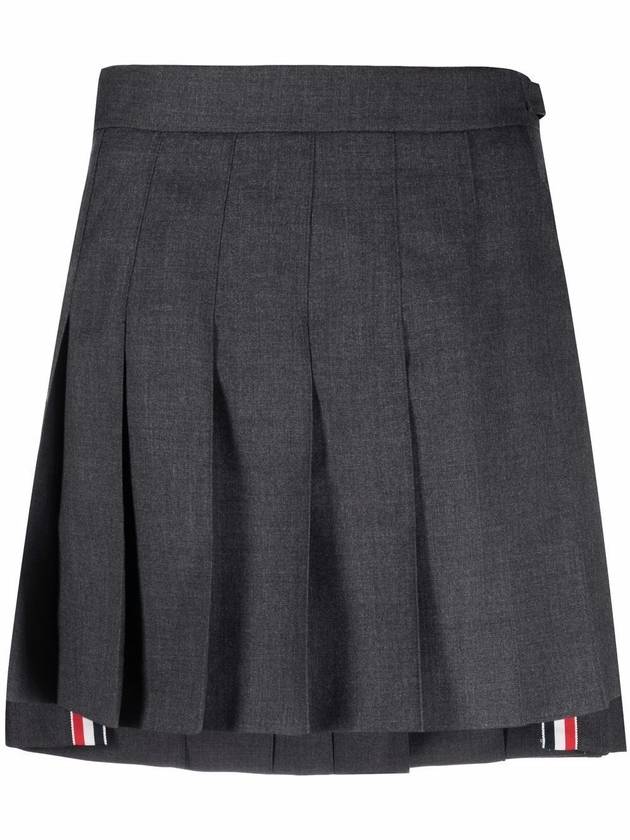 RMB Wool Mini Pleated Skirt Dark Grey - THOM BROWNE - BALAAN 2