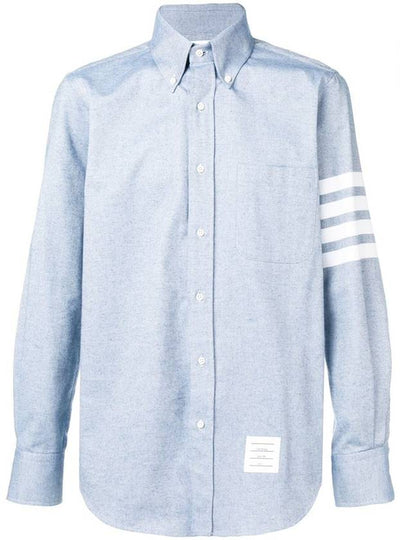 Men's Diagonal Solid Flannel Long Sleeve Shirt Light Blue - THOM BROWNE - BALAAN 2