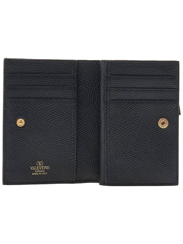 V Logo Folding Half Wallet Black - VALENTINO - BALAAN 11