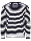 Fox Logo Stripe Long Sleeve T-Shirt Navy - MAISON KITSUNE - BALAAN 3