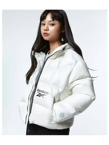 Pump Crop Down Jacket Women White - REEBOK - BALAAN 1