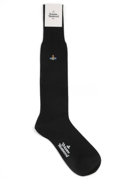 Unicolor Plain Knee High Socks Black - VIVIENNE WESTWOOD - BALAAN 1