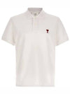 Heart Logo Polo Shirt White - AMI - BALAAN 2