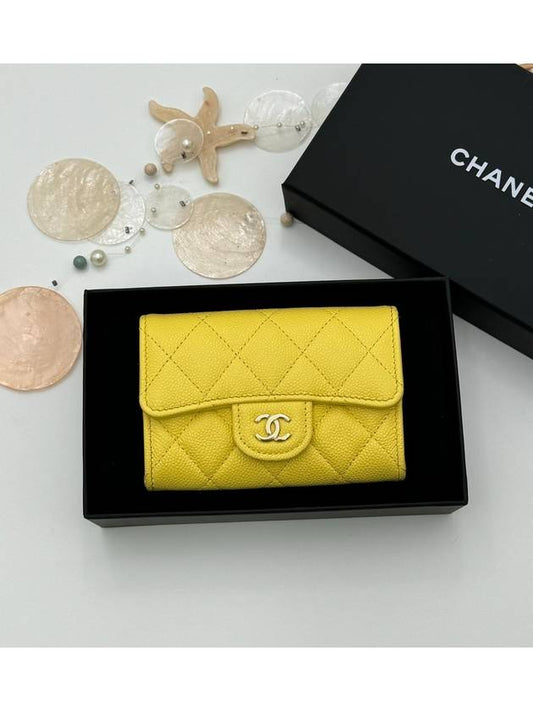 Classic Gold Hardware Grained Calfskin Card Wallet Yellow - CHANEL - BALAAN 2